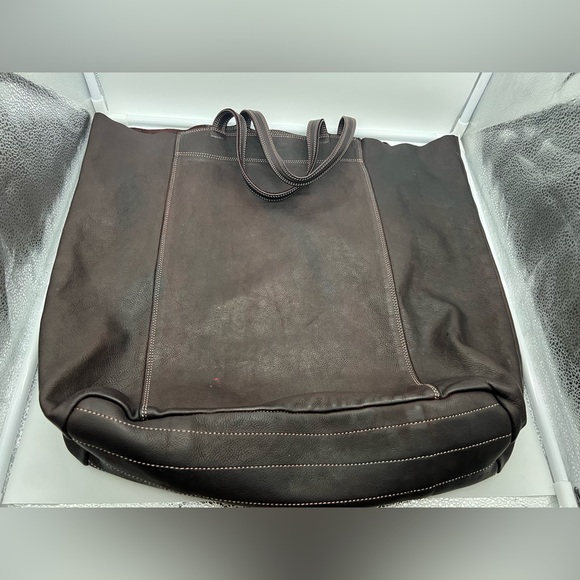 3RD FLOOR Made in Italy Dark Brown Reddish Leather Embellished Oversized XL Tote - Picture 10 of 17